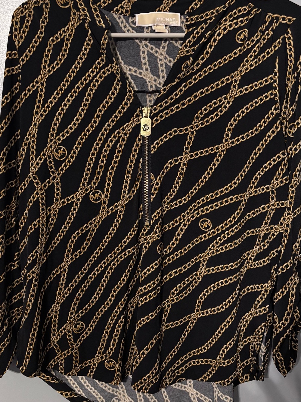 Michael Kors Black & Gold Chain Print Blouse